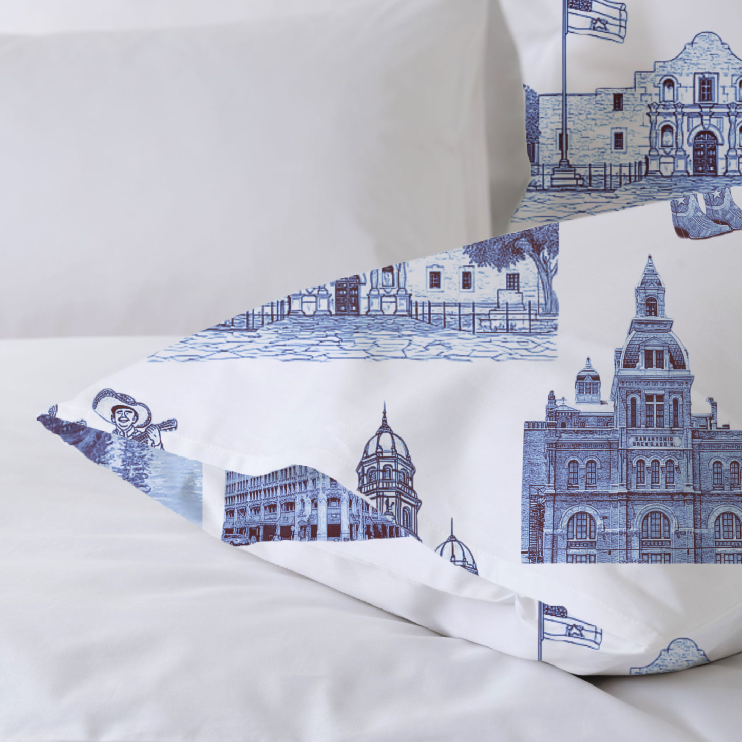 San Antonio Toile 100% Cotton Duvet Cover Set  King Twin Comforter Queen Bedding for Guest Room with Hidden Zipper Closure 3Pcs