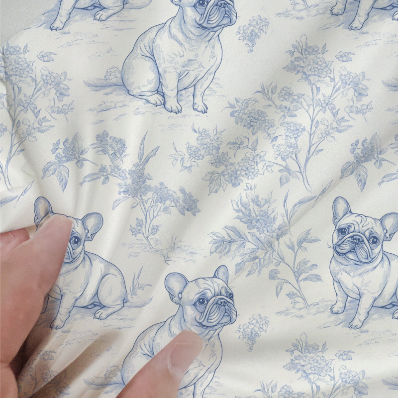 French Bulldogs Toile 100% Cotton Duvet Cover Set  King Twin Comforter Queen Bedding for Guest Room Toile de Jouy with Hidden Zipper Closure 3Pcs