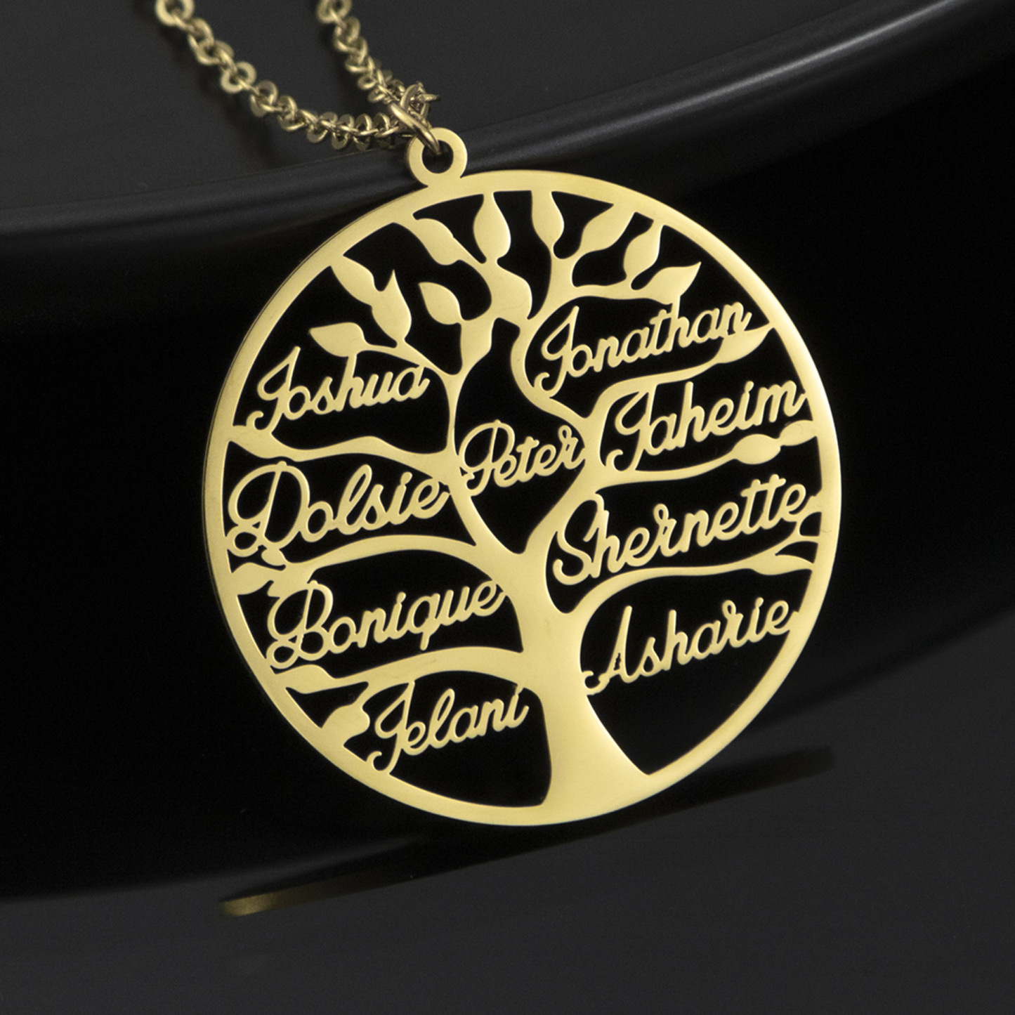 Personalized Family Tree of Life Pendant Necklace with 1-9 Names - To My Mom/Grandma Family Tree Necklace