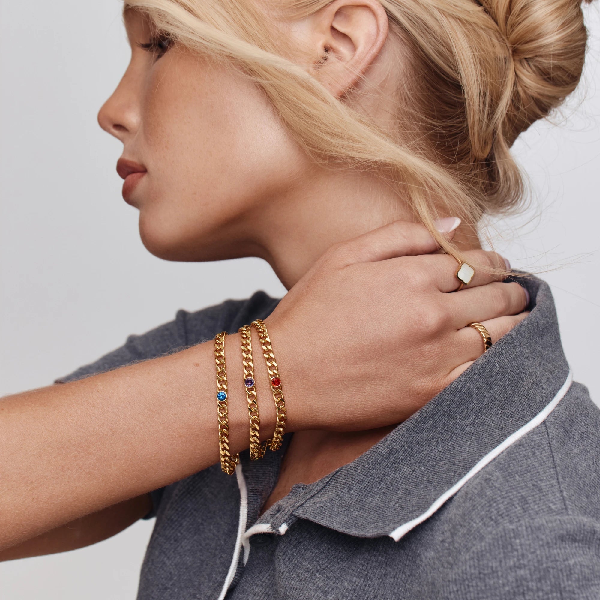 Curb Chain Birthstone Bracelet