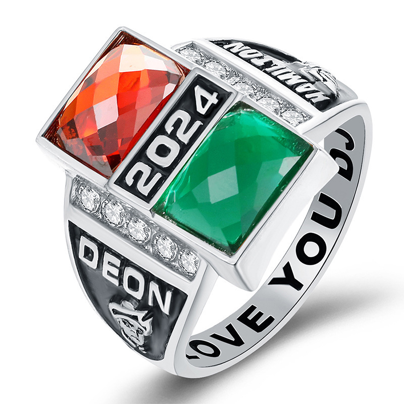 Personalized Square Birthstone Memorial Ring