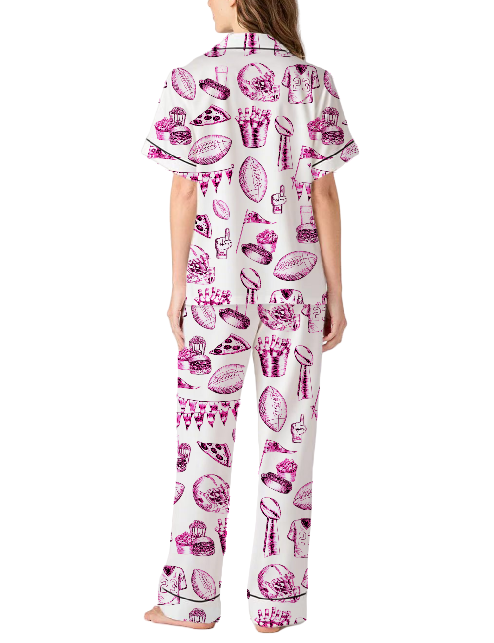 Football Theme Silky Satin Pajama Pants Set For Women