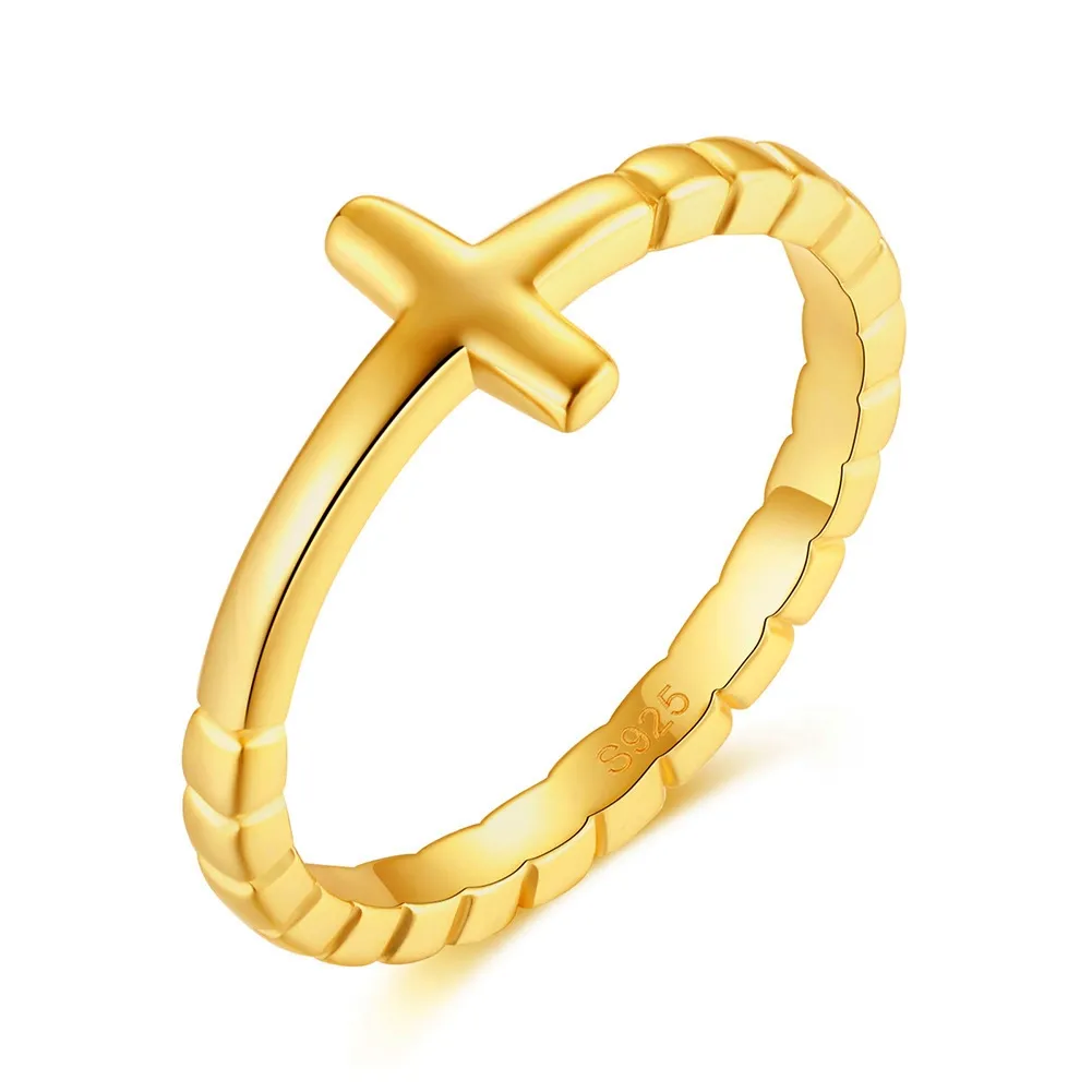 To My Daughter-Pray on it, Pray over it, Pray through it Minimalist Cross Ring
