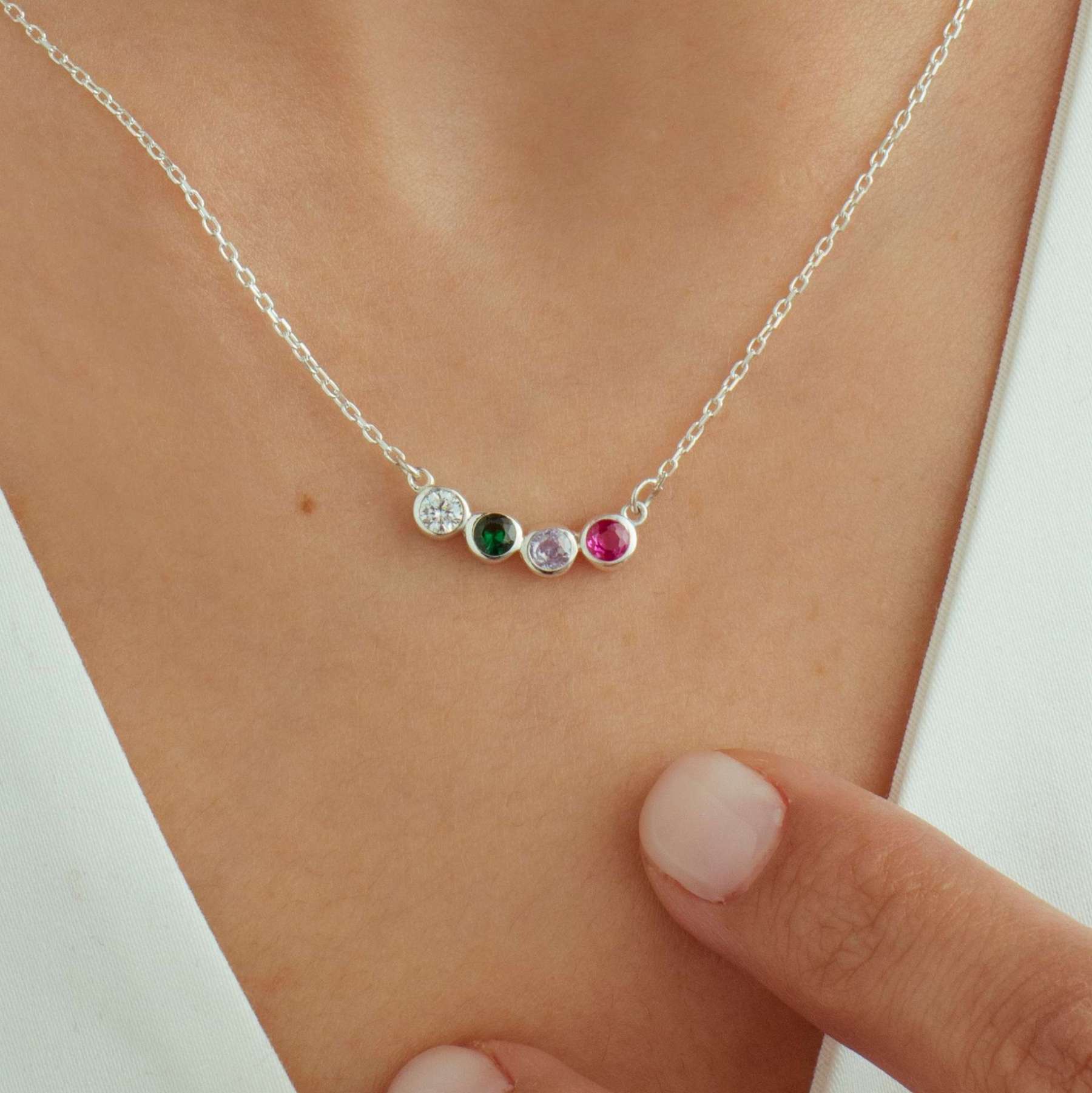 Custom 1-6 Birthstones Family Necklace