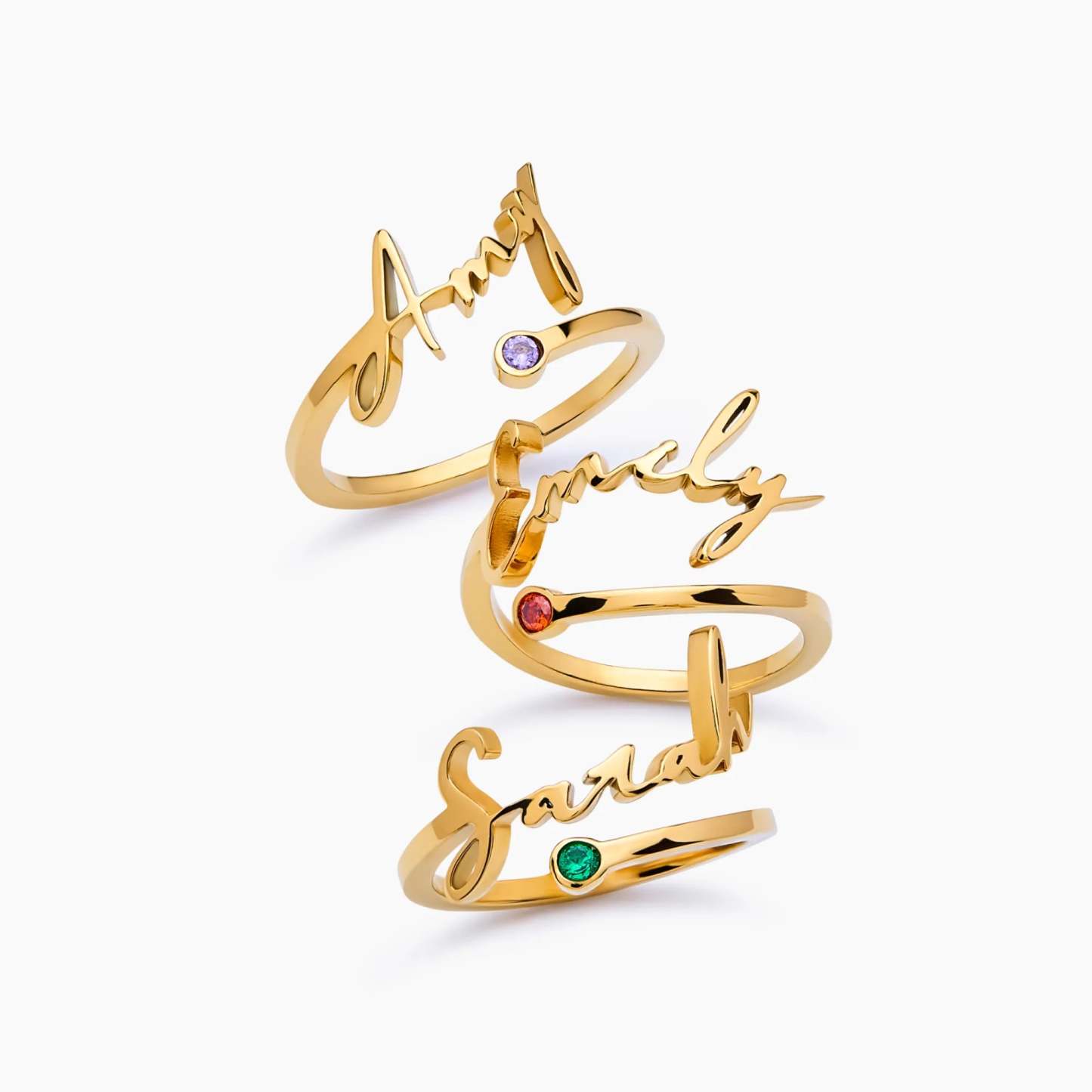 Signature Name And Birthstone Ring