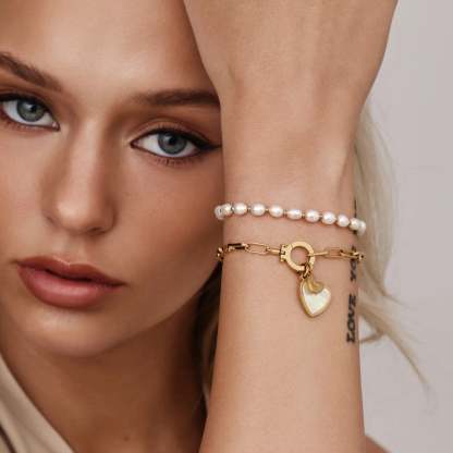 Paperclip Initial Heart Duo Bracelet