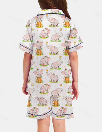Dumbo Kid's Short Sleeve  Silky Satin Pajama Set 