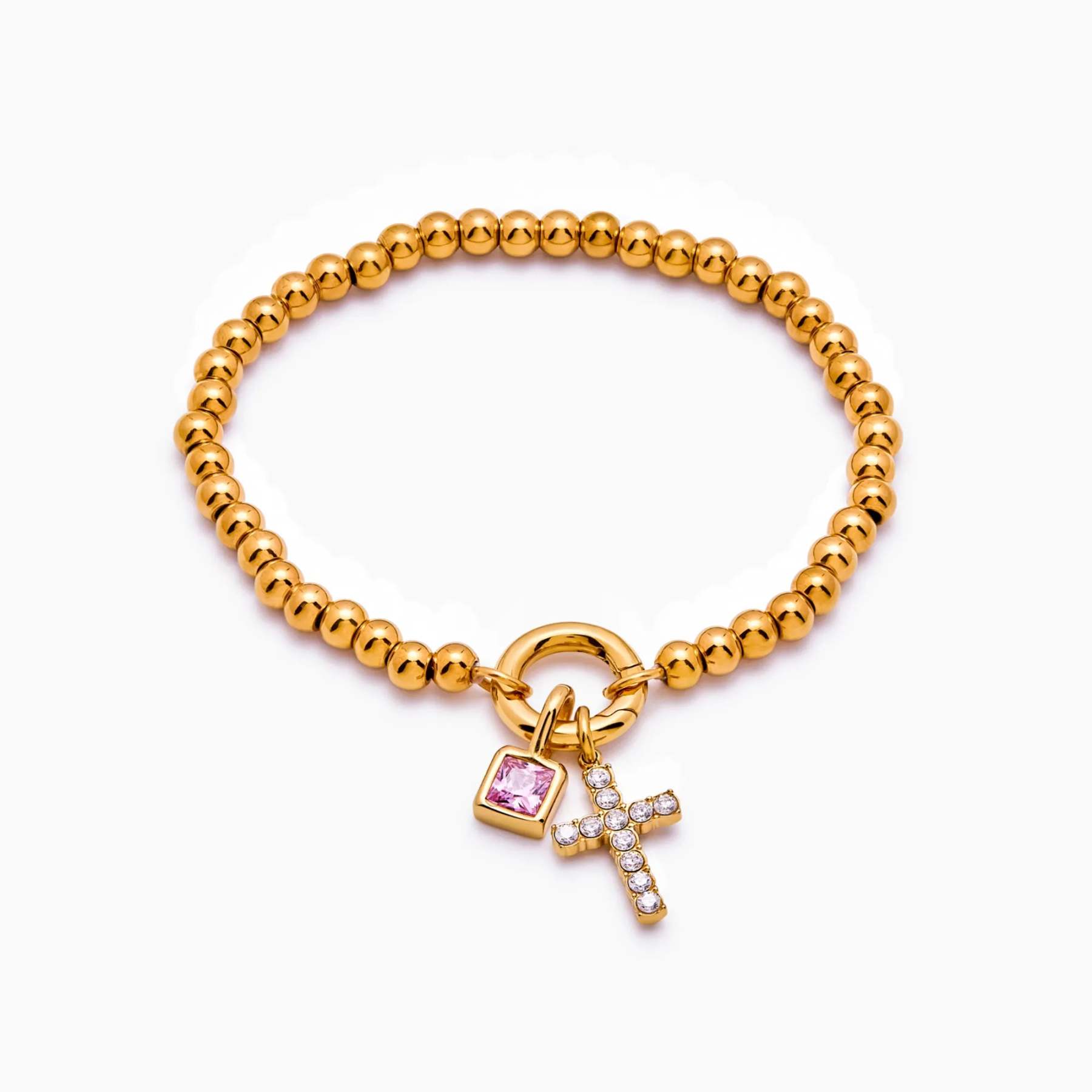 Beaded Cross Birthstone Bracelet