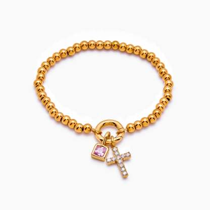 Beaded Cross Birthstone Bracelet