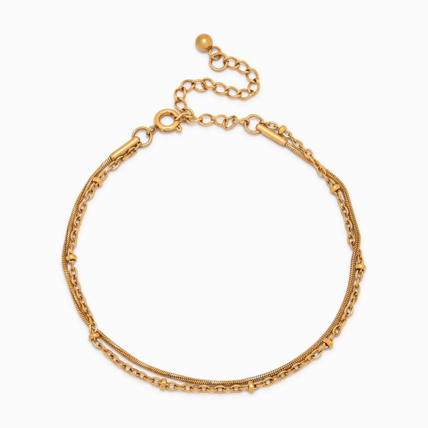Beaded & Snake Chain Layered Bracelet