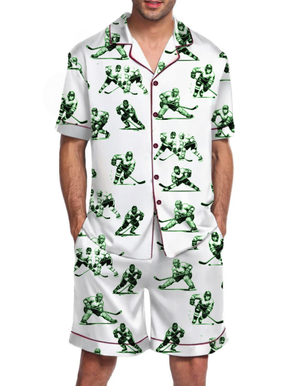 Ice Hockey Silky Satin Pajama Short Set For Man
