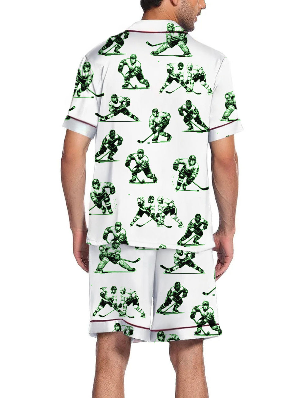 Ice Hockey Silky Satin Pajama Short Set For Man