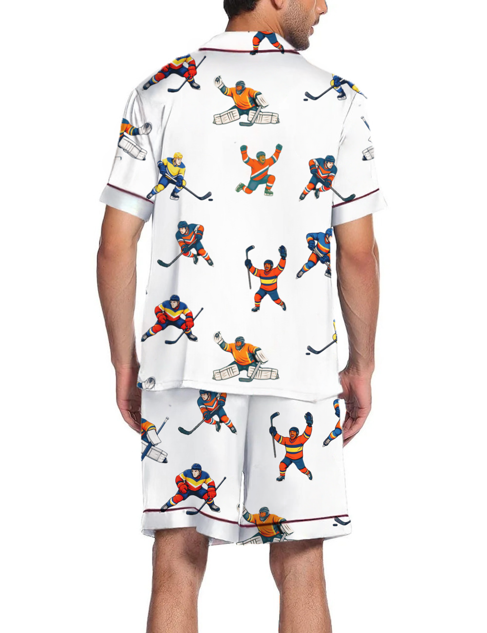 Ice Hockey Silky Satin Pajama Short Set For Man