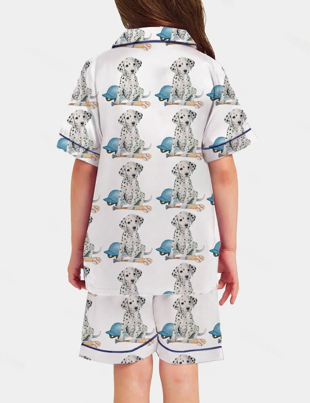 Dalmation Baseball Kid's Short Sleeve Silky Satin Pajama Set