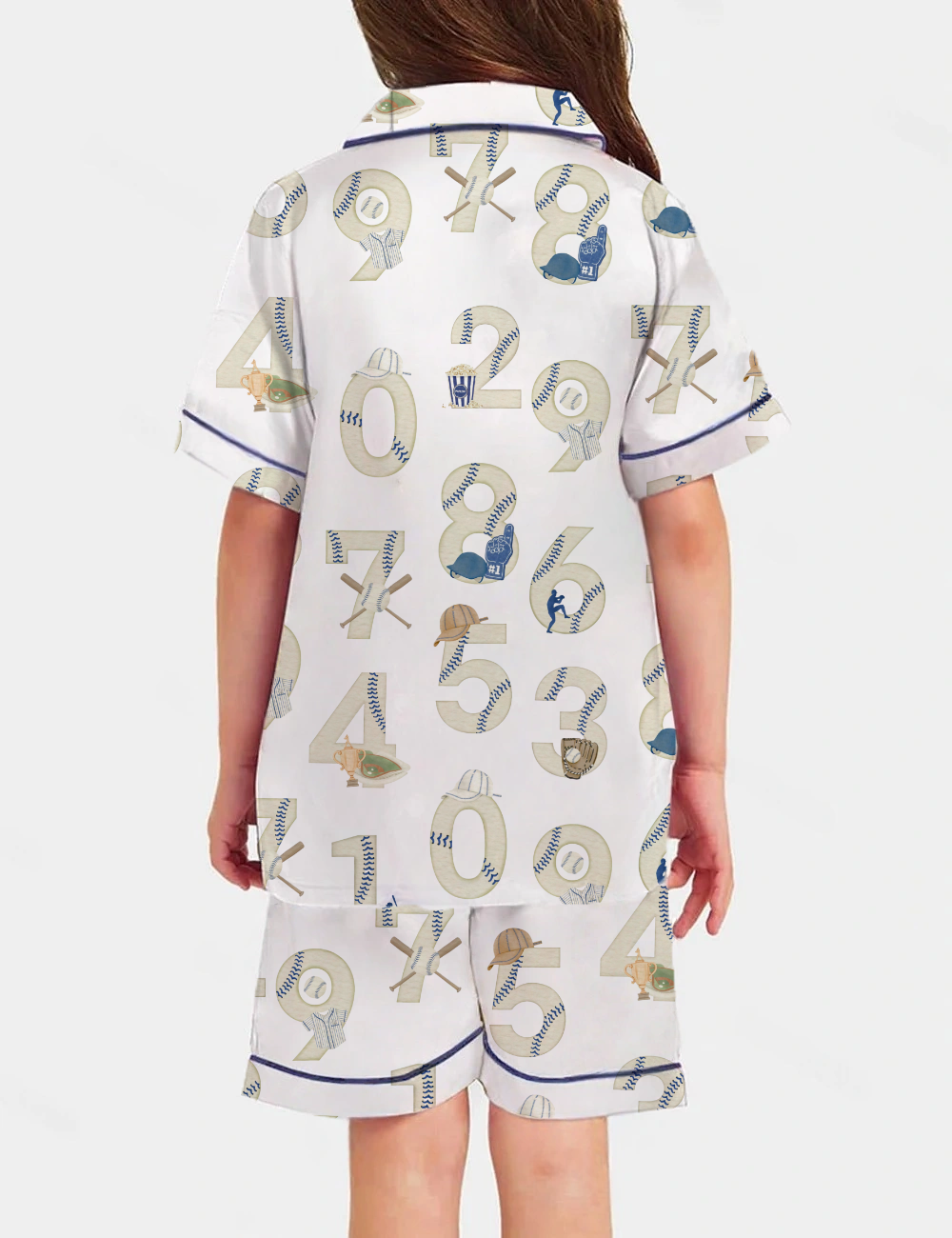 Numbers Baseball Kid's Short Sleeve Silky Satin Pajama Set