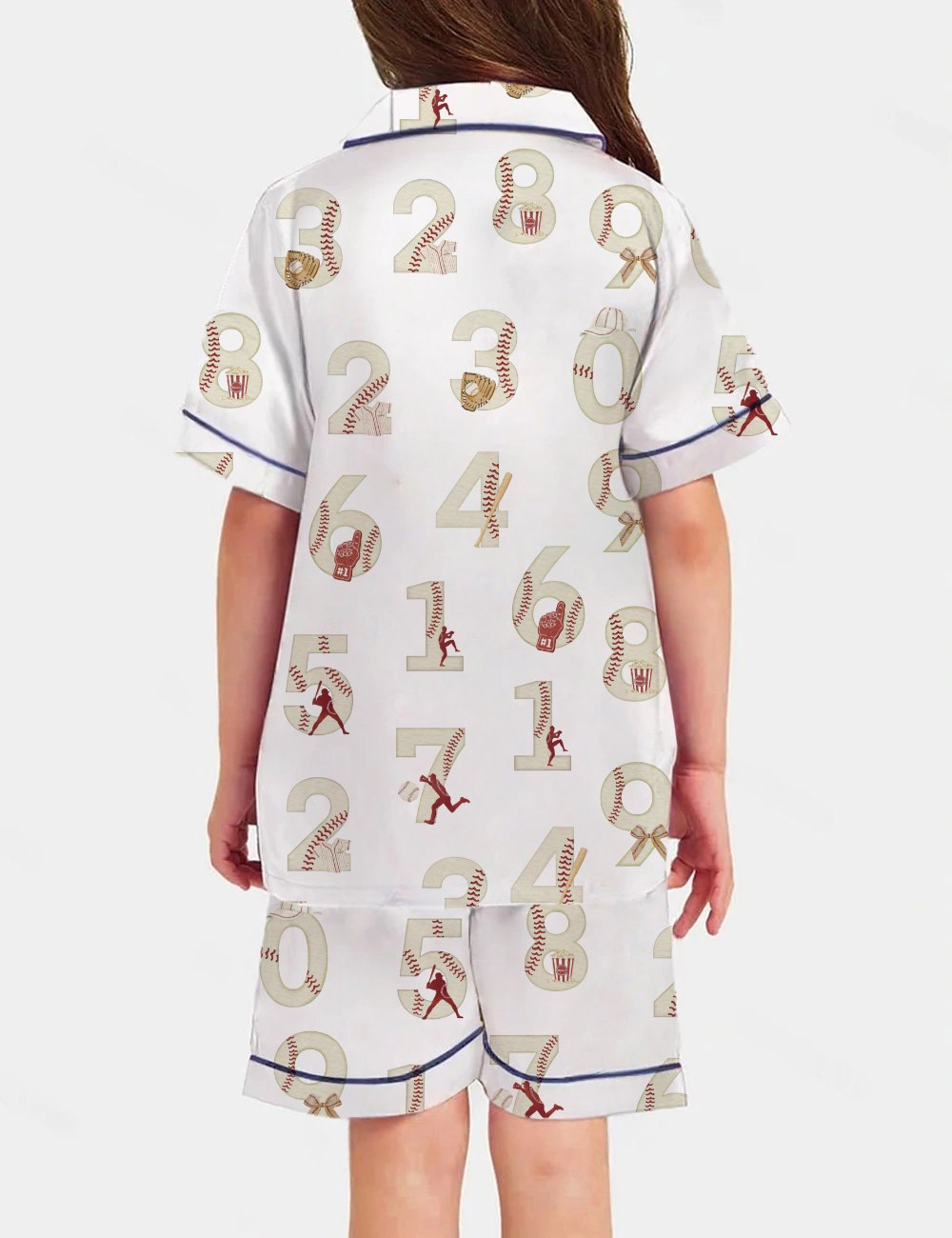 Numbers Baseball Kid's Short Sleeve Silky Satin Pajama Set