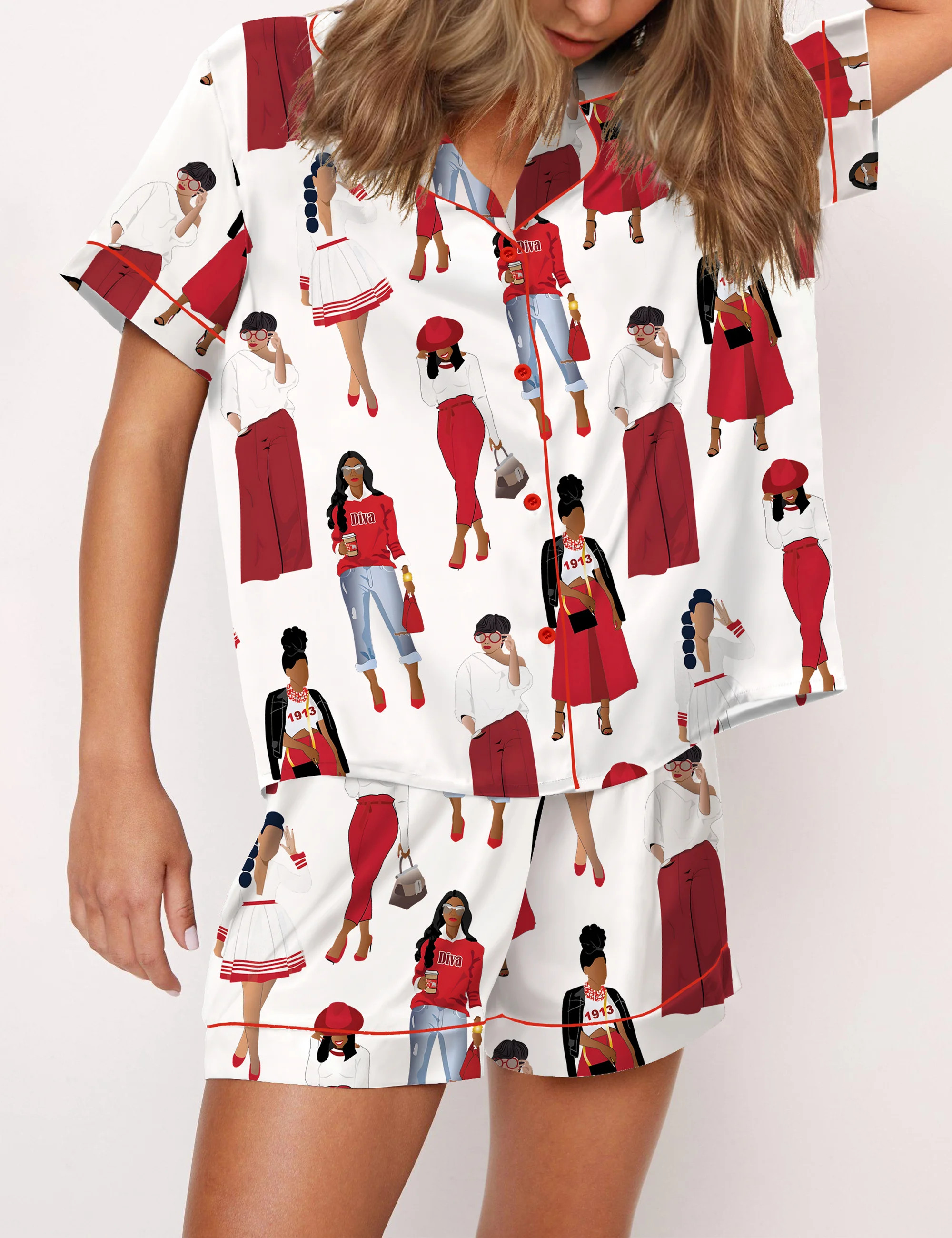 DST Sisterhood Satin Pajama Set For Women