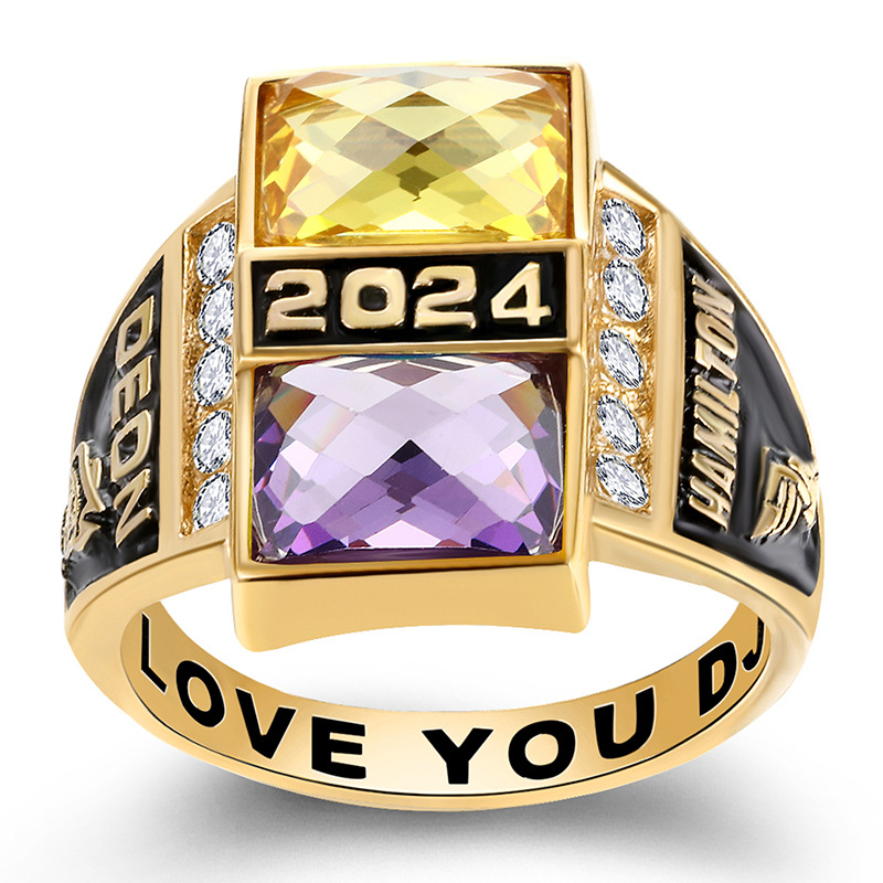 Personalized Square Birthstone Memorial Ring
