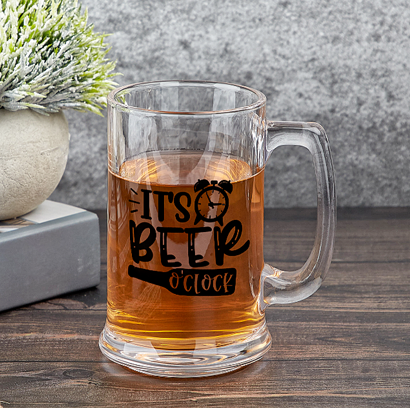 Personalized 16oz Funny Text Beer Glass with Handle Oktoberfest Party Birthday Gift for Liquor Lover