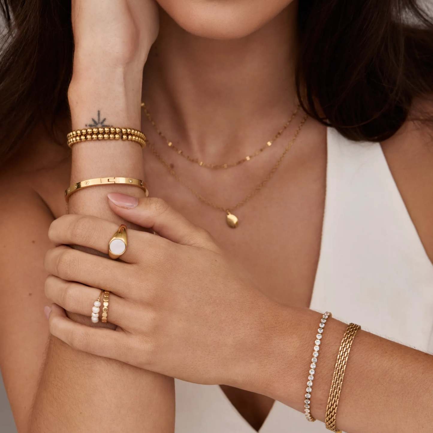 Golden Beaded Ring