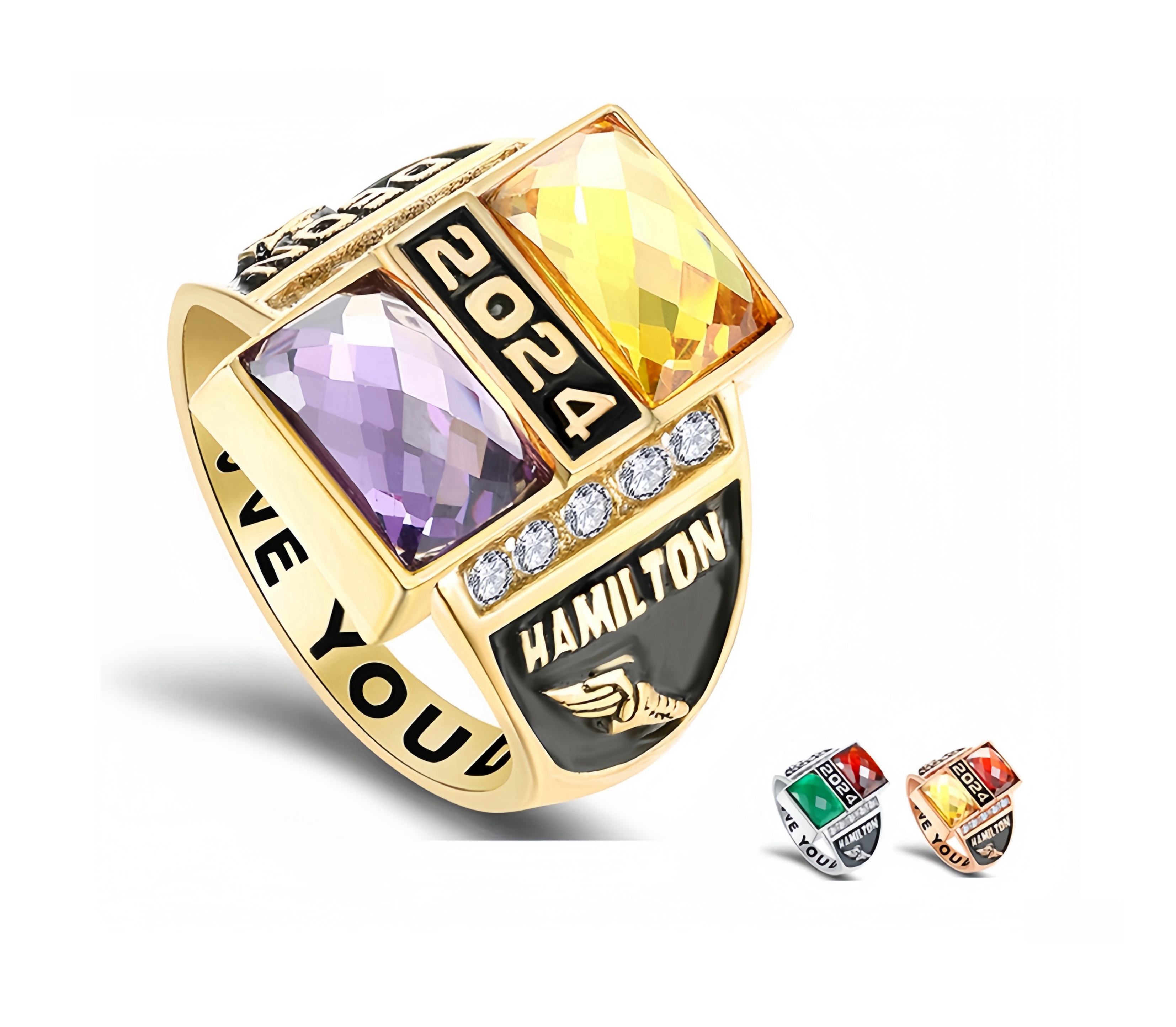 Personalized Square Birthstone Memorial Ring