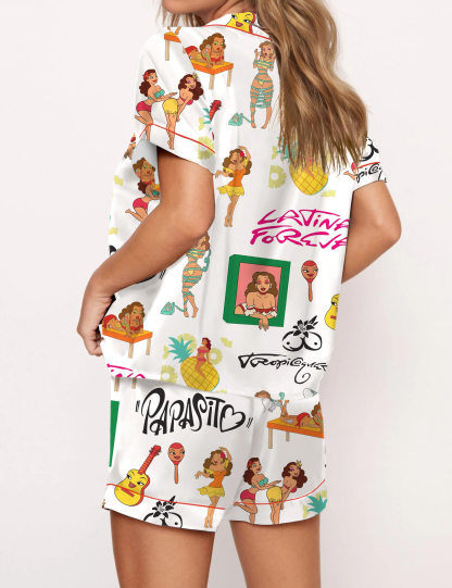 Tropicoqueta Karol Silky Satin Pajama Set For Women