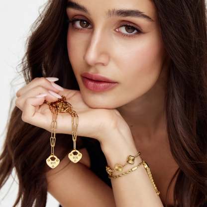 Heart Lock Initial Necklace