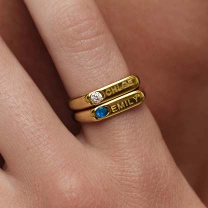 Birthstone Name Ring