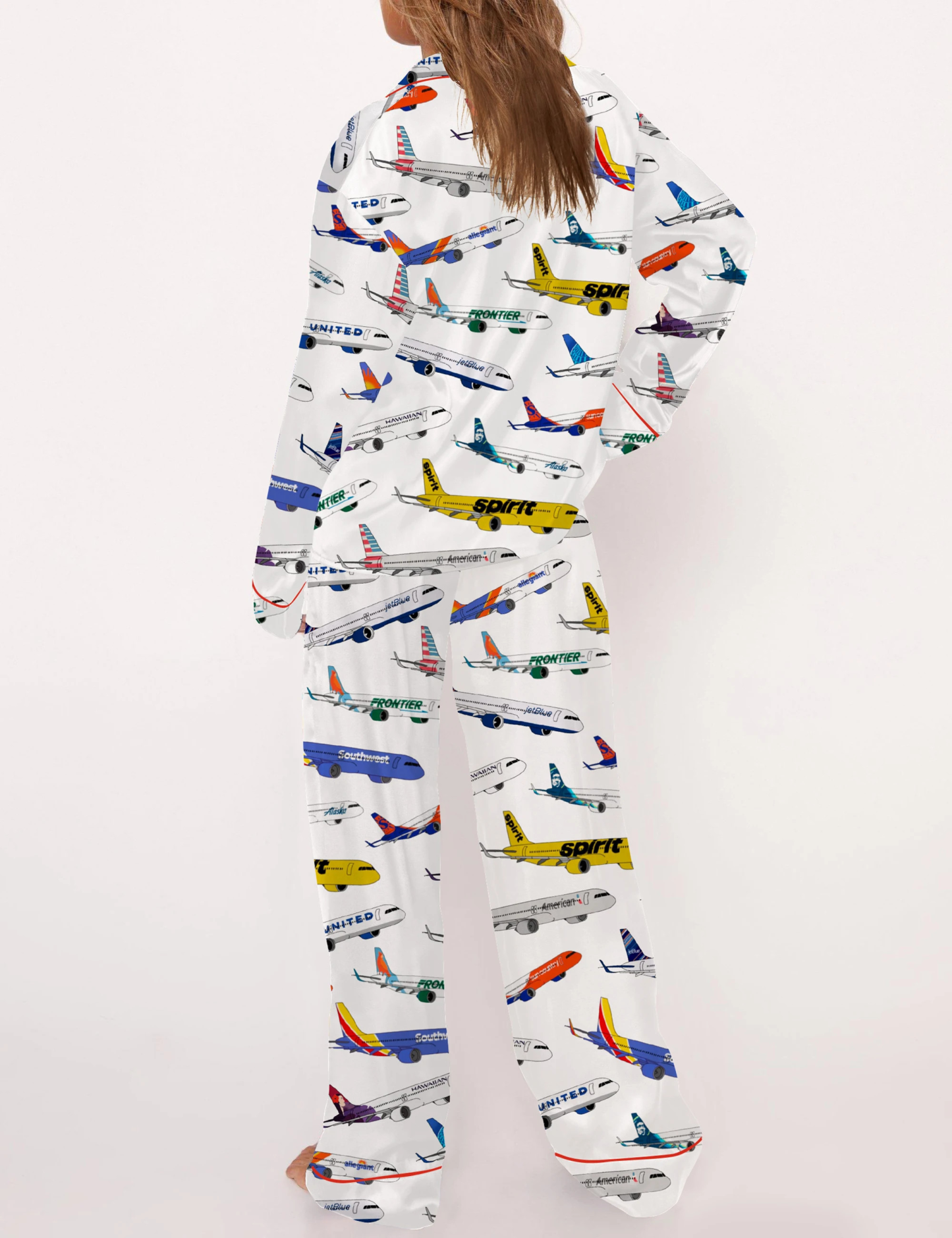 Airline Aircraft Satin Pajama Set For Women