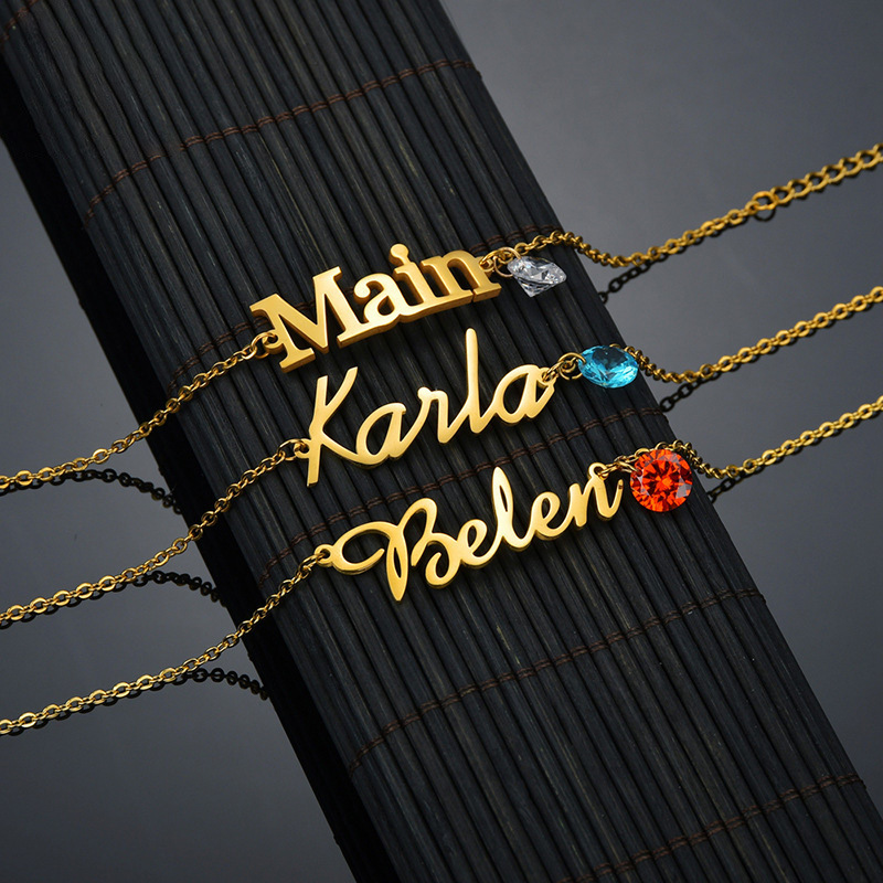 Custom Minimalism Name Bracelet with Birthstone