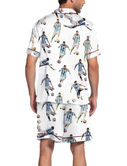Lionel Messi Footbal Silky Satin Pajama Short Set For Man