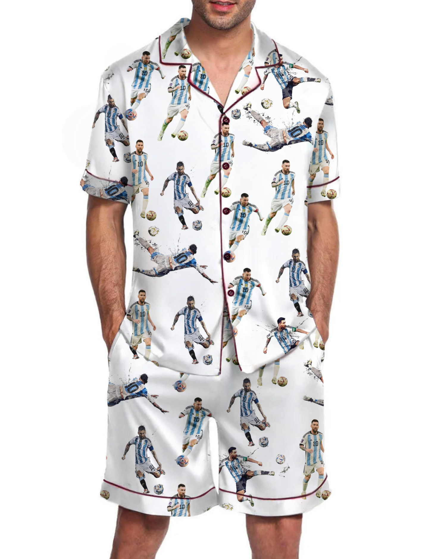 Lionel Messi Footbal Silky Satin Pajama Short Set For Man