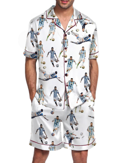 Lionel Messi Footbal Silky Satin Pajama Short Set For Man