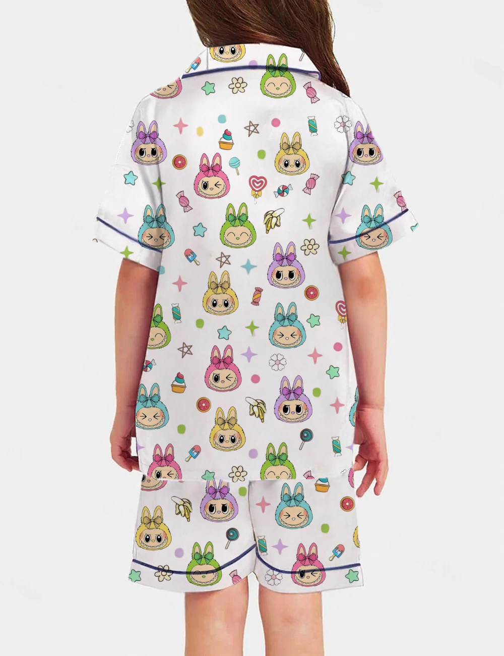 Trending Cute Monster Kid's Short Sleeve Silky Satin Pajama Set
