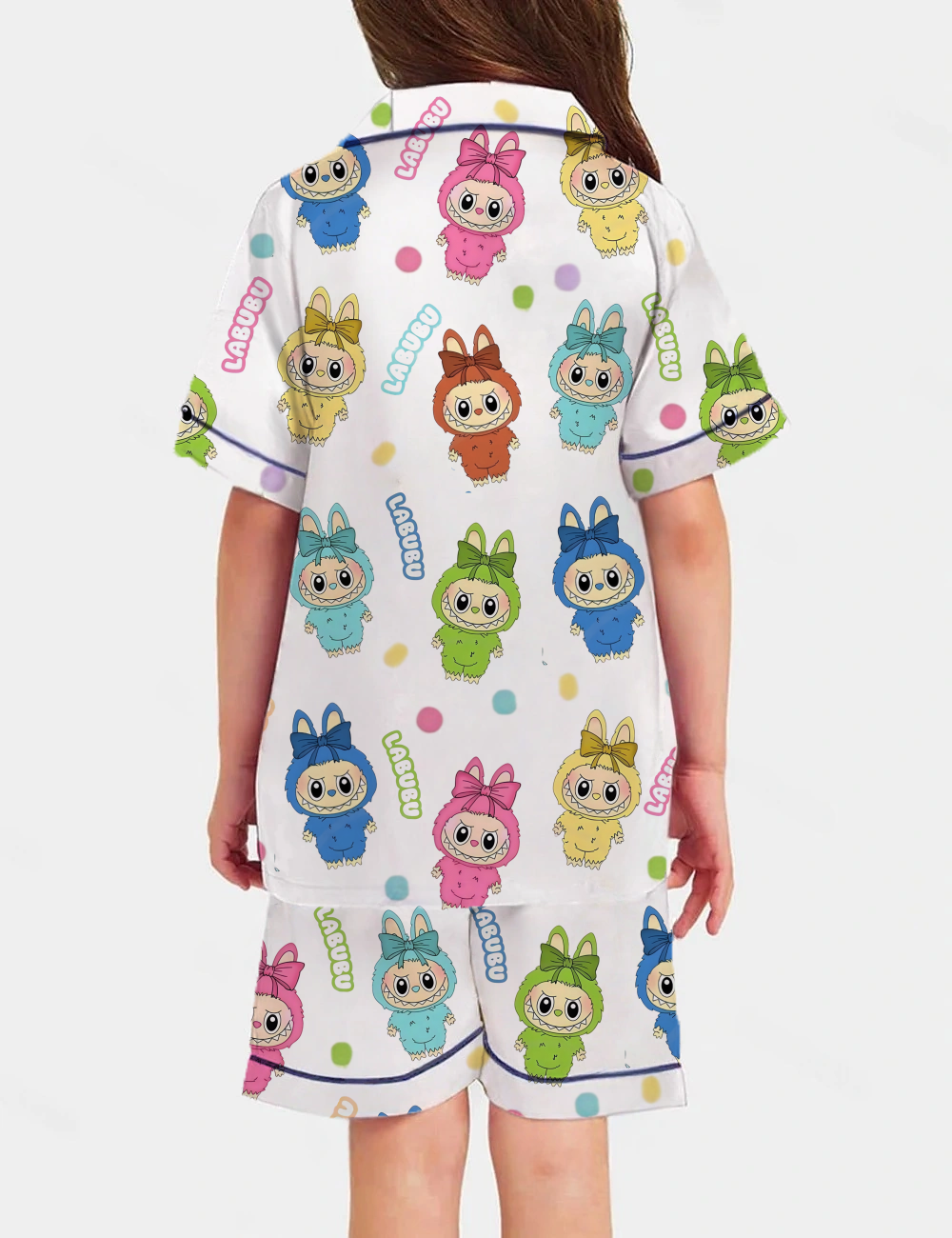 Trending Cute Monster Kid's Short Sleeve Silky Satin Pajama Set