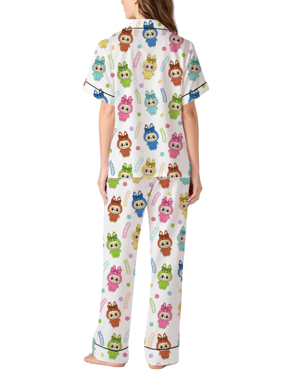 Trending Cute Monster Silky Satin Pajama Pants Set For Women