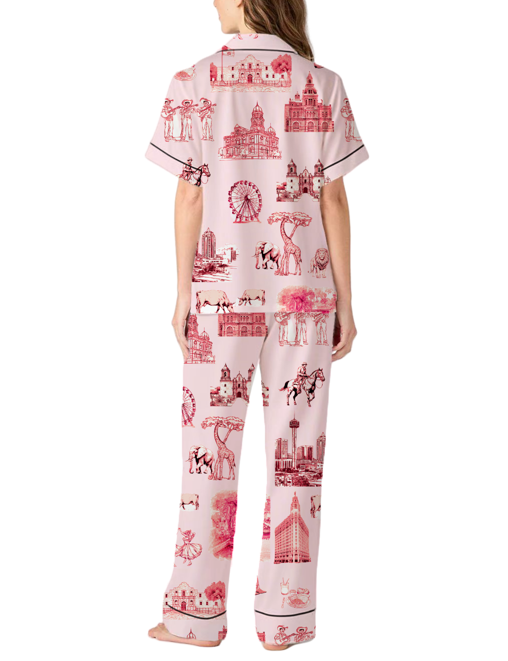 San Antonio Toile Silky Satin Pajama Pants Set For Women