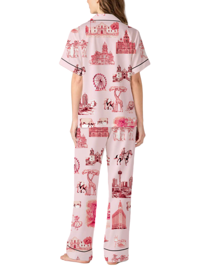 San Antonio Toile Silky Satin Pajama Pants Set For Women
