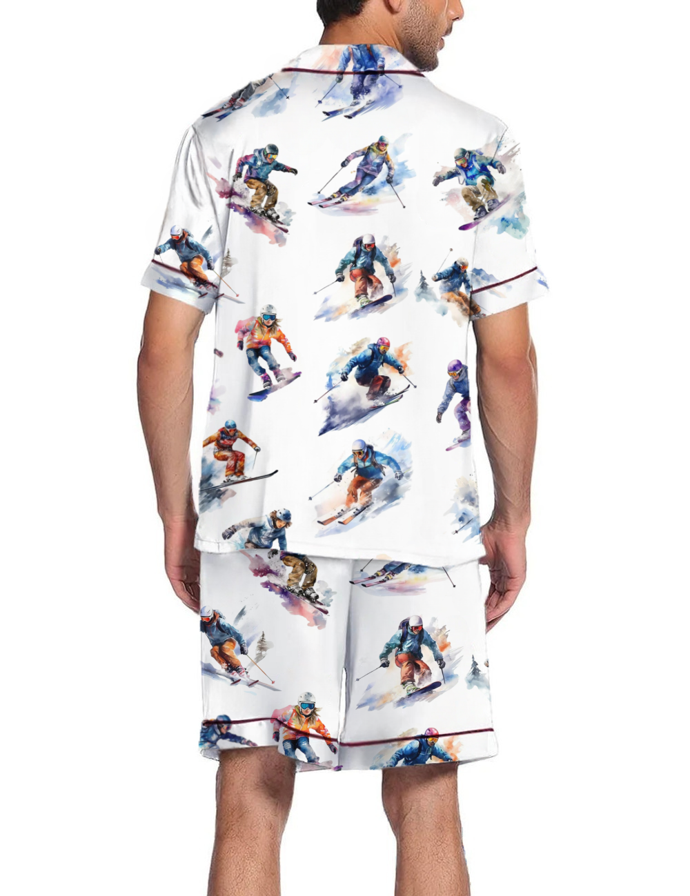 Skiing Life Silky Satin Pajama Short Set For Man