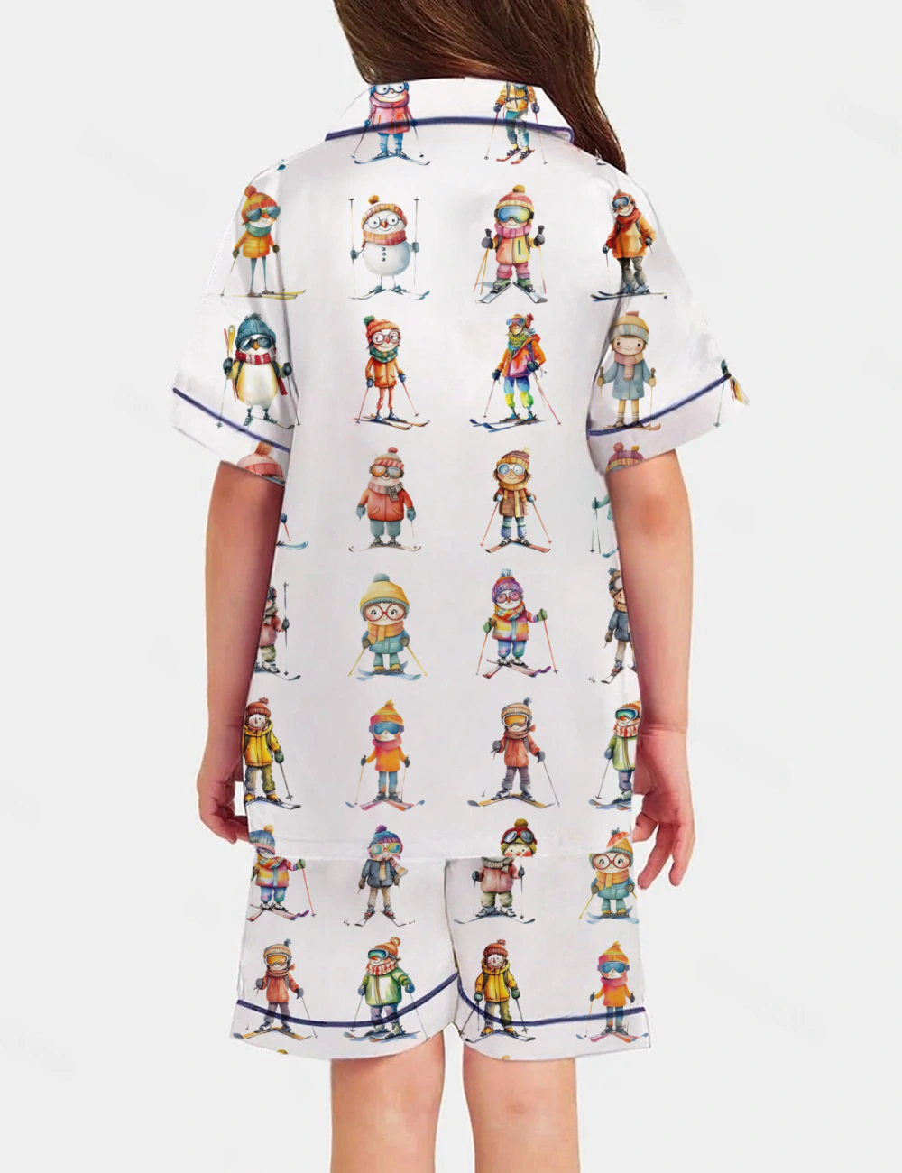 Skiing Life Kid's Short Sleeve  Silky Satin Pajama Set 