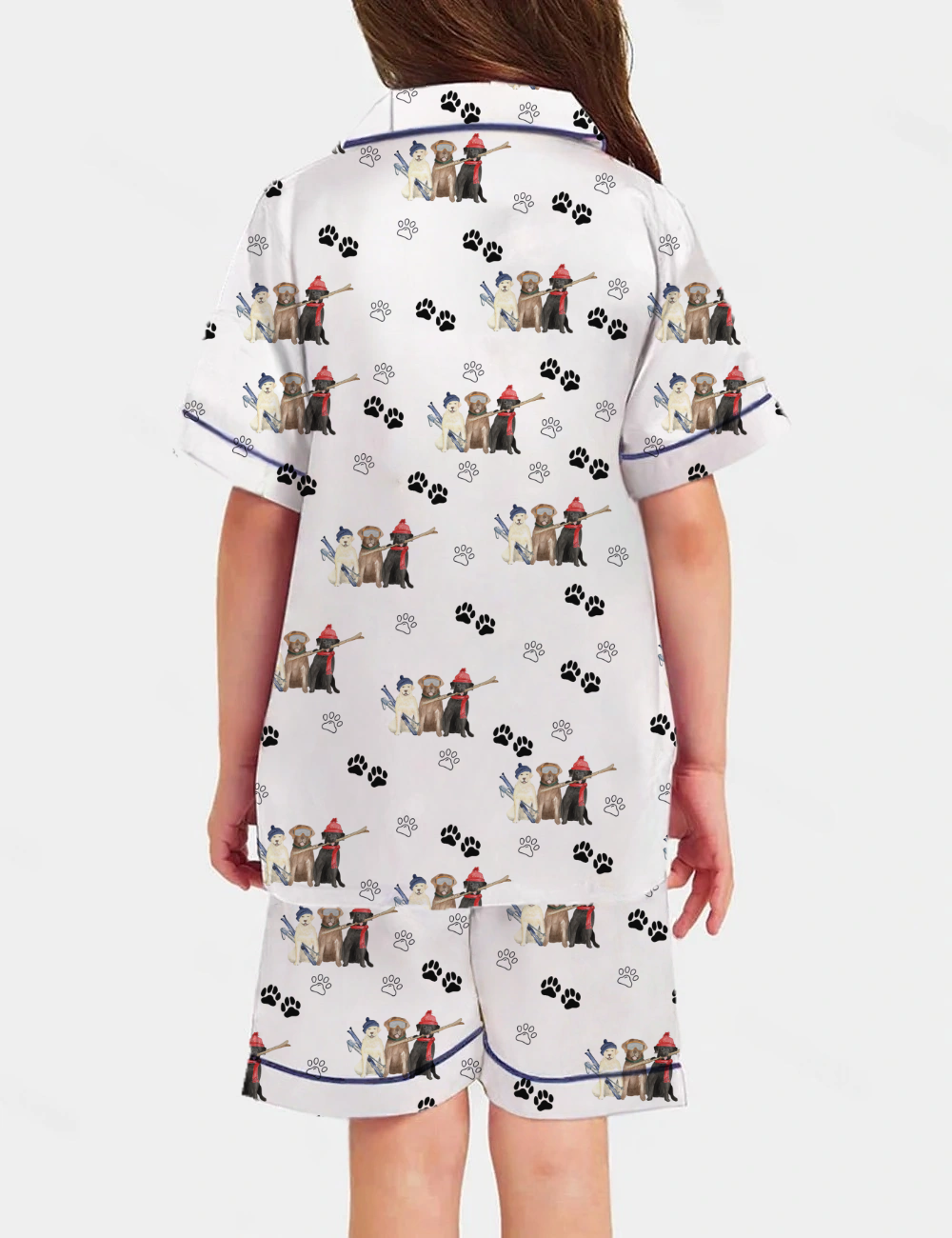 Labrador Retriever Ski Kid's Short Sleeve  Silky Satin Pajama Set 