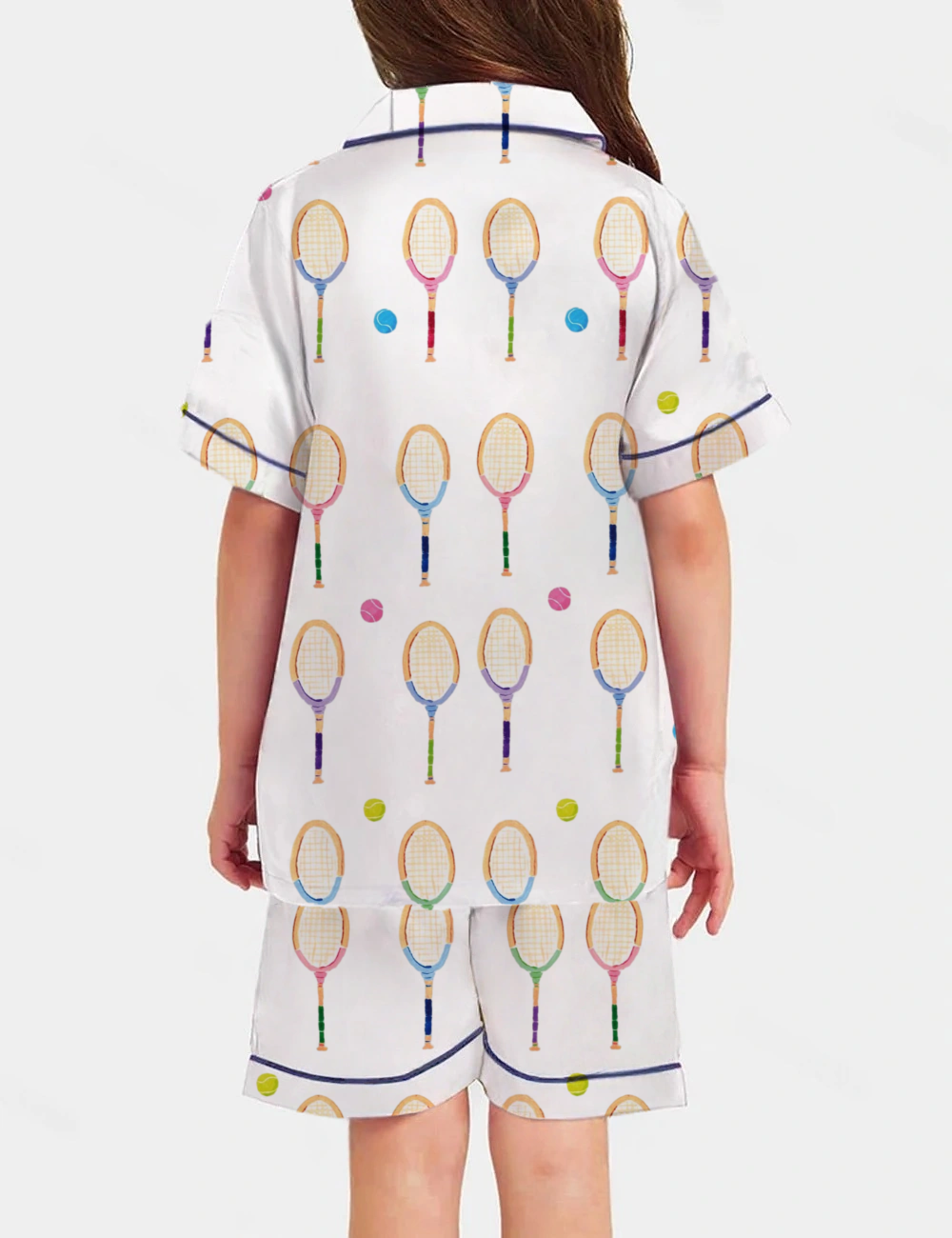 Colorful Tennis Kid's Short Sleeve Silky Satin Pajama Set