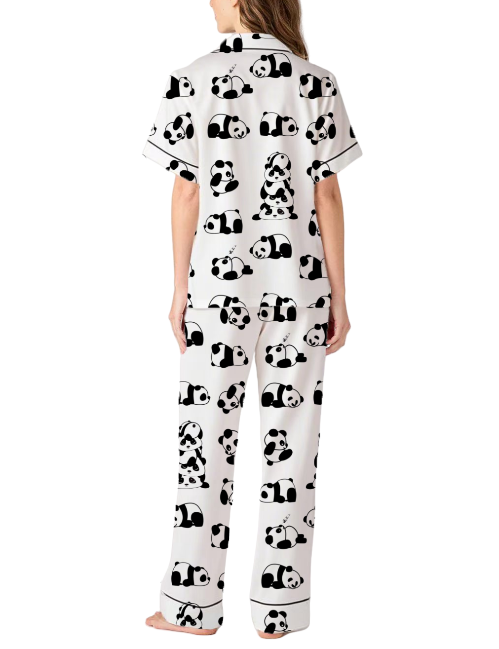 Panda Satin Pajama Pants Set For Women
