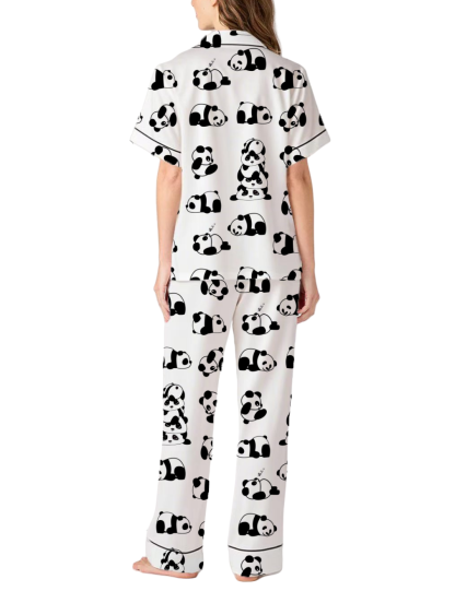 Panda  Satin Pajama Pants Set For Women