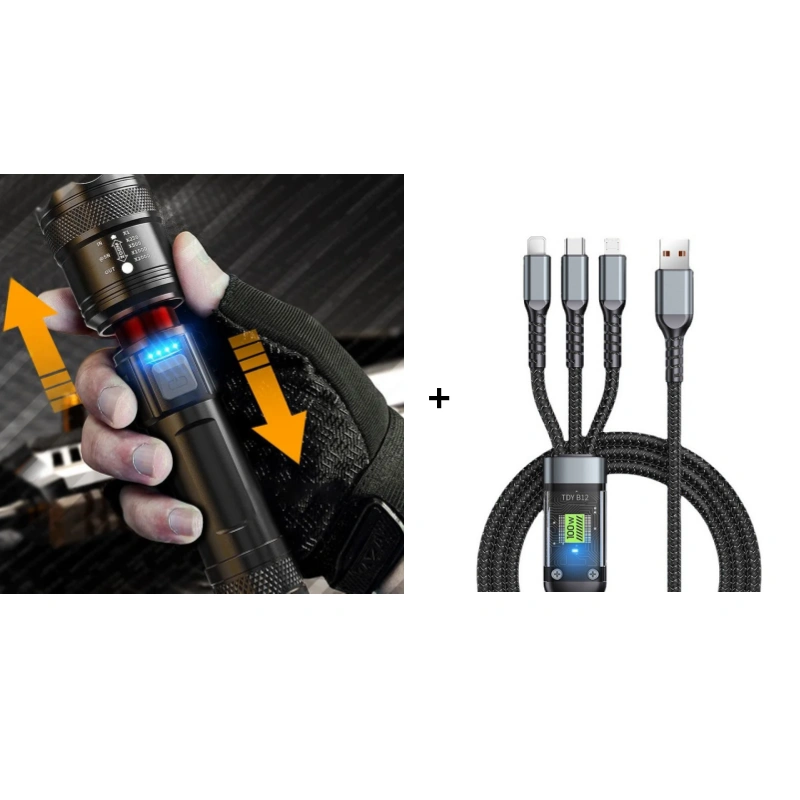 🔦Φακός με δυνατότητα ζουμ εξαιρετικά ισχυρού φωτός