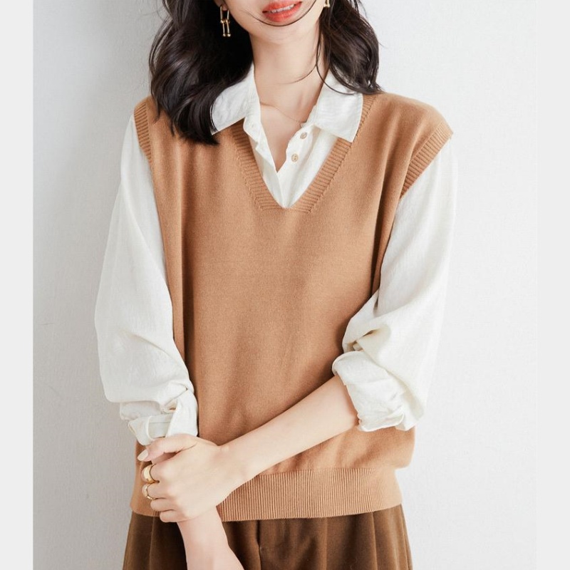 Γυναικείο Υπερβολικά Απαλό Πλεκτό Γιλέκο με V Λαιμόκοψη