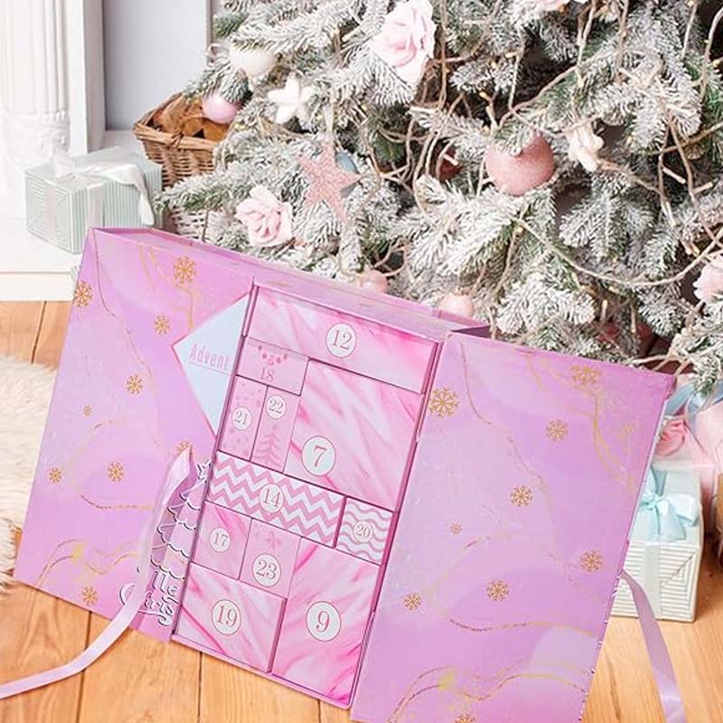 24ήμερο κουτί δώρου με αντίστροφη μέτρηση Χριστουγέννων με ημερολόγιο Advent