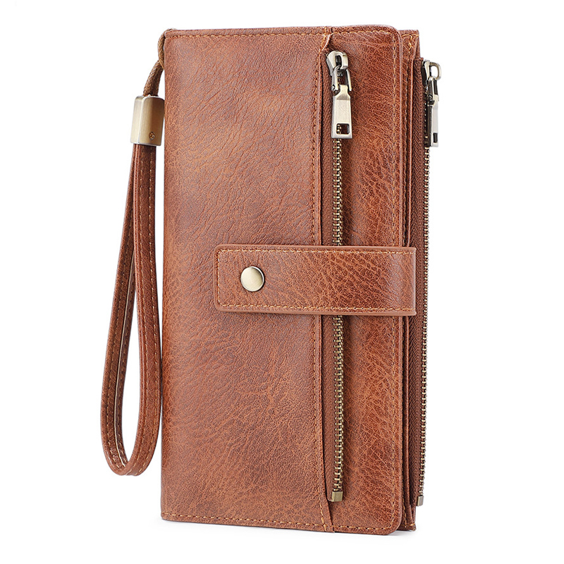 👛Γυναικείο πορτοφόλι RFID με τριπλό κλείσιμο σε ρετρό στυλ