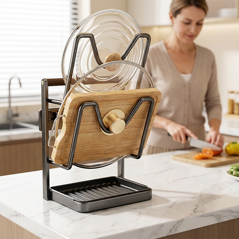 Καπάκι κουζίνας για κατσαρόλα και βάση οργάνωσης σανίδας κοπής