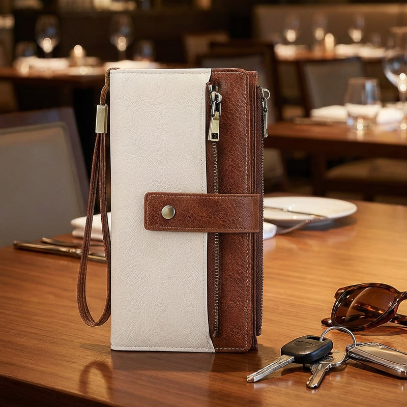 👛Γυναικείο πορτοφόλι RFID με τριπλό κλείσιμο σε ρετρό στυλ